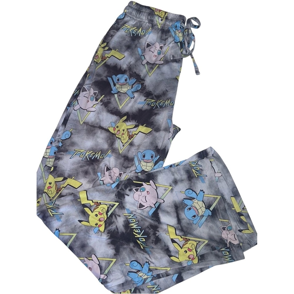 Pokemon Men's Pikachu Squirtle and Jigglypuff Tie Dye Sleep Pajama Pants Sm